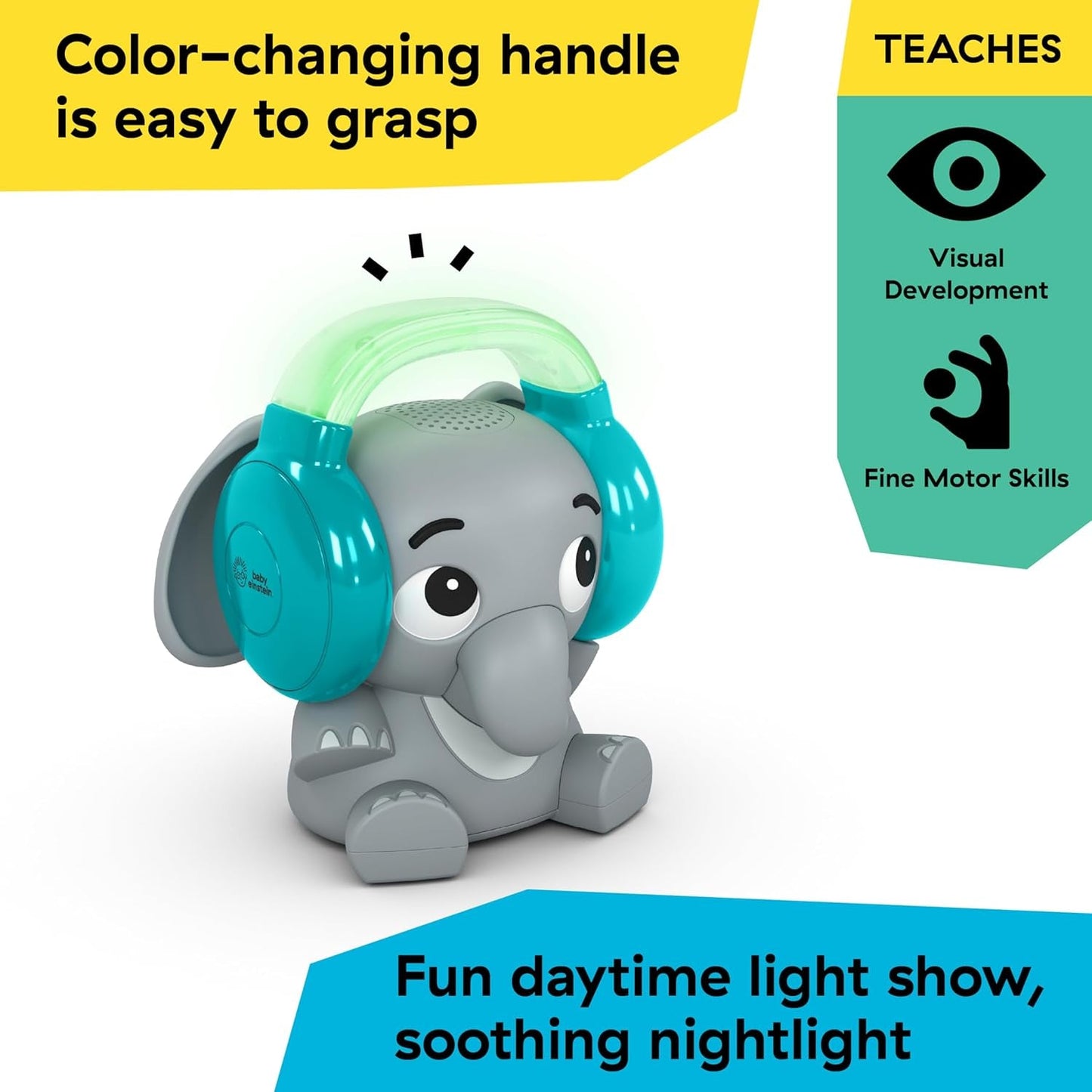 Baby Einstein Earl the Elephant Bluetooth-Soundmaschine, Musiksystem + Nachtlicht, Spielzeug für Babys und Kleinkinder Bebe Naty Shop