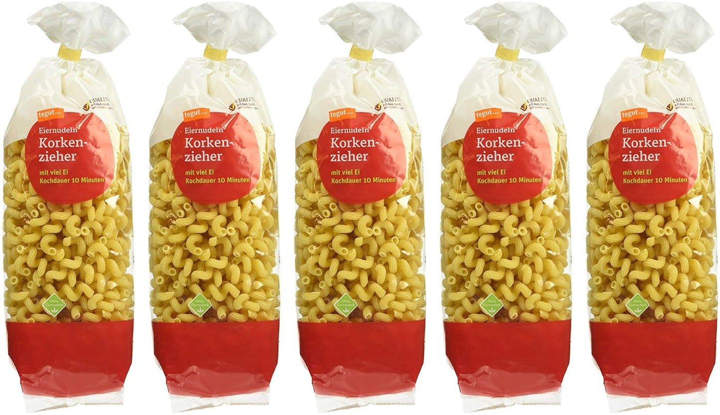tegut... Eiernudeln Korkenzieher 5er Pack (5 x 500g)