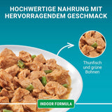 PURINA ONE Indoor Formula Nassfutter für Katzen, zarte Stücke in Soße für selbstgemachte Katzen mit Thunfisch, 26er-Pack (26 x 85 g)