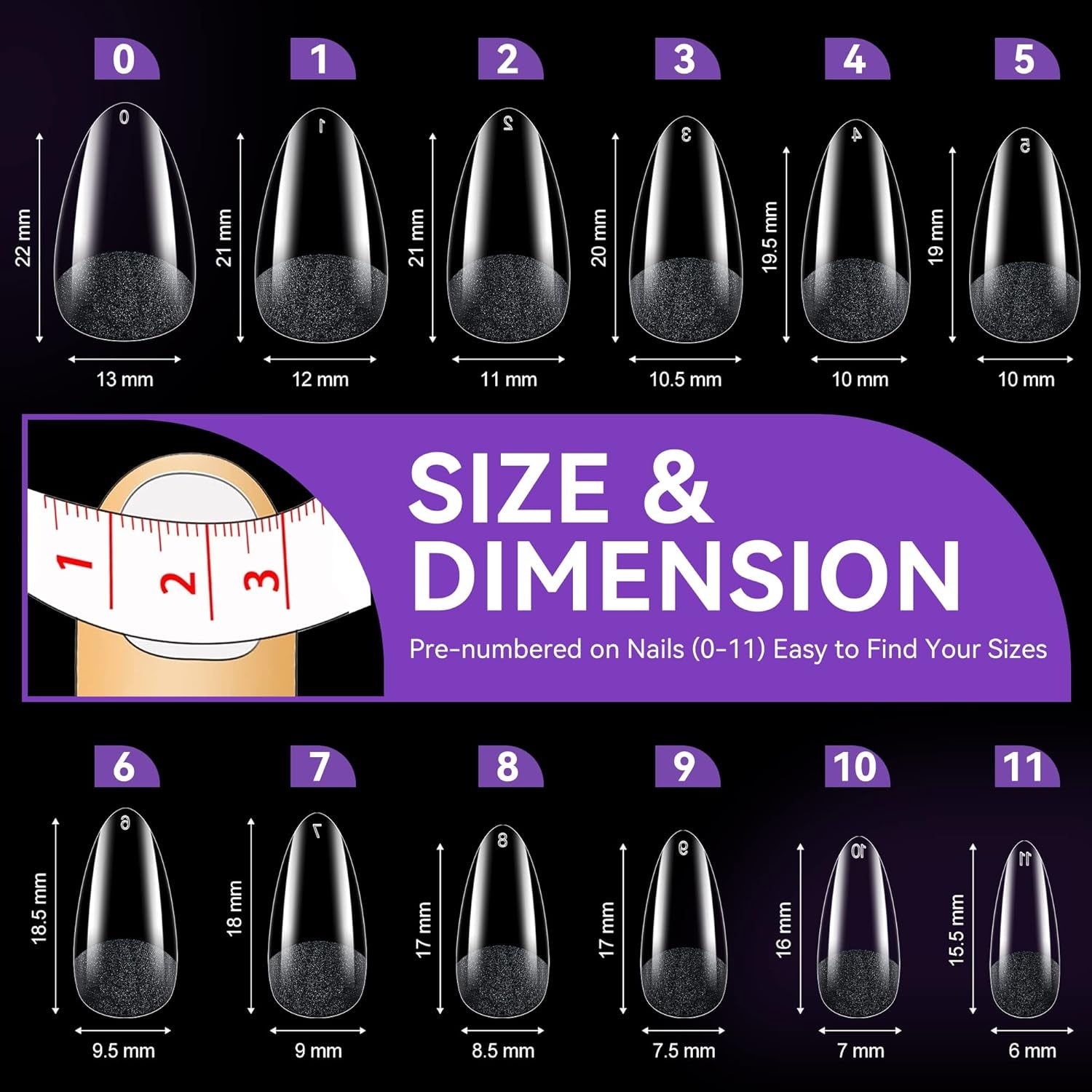 Gelike Ec Short Almond Nails – Weiche Nägel mit vollständiger Abdeckung, vorpolierte künstliche Nägel für Nagelverlängerungen, Nagelstudio zu Hause, DIY-Salon, 120 Stück, 12 Größen