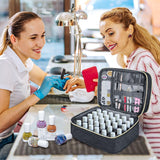 Nail Lacquer Organizer Tasche, Doppelschicht Nagellack Aufbewahrungsbox, Organizer Koffer Für Nageldesign Kosmetiktasche Für 30 Flaschen Neonail Base(15Ml-0.5 Fl.Oz) & 1 Nagellampe(Schwarz)