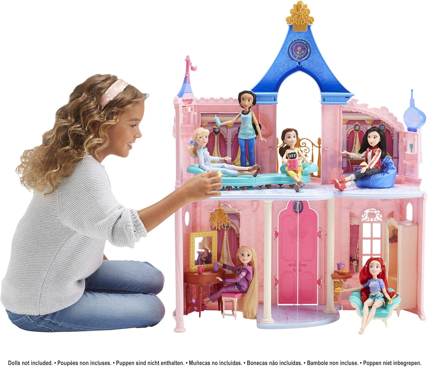 Disney Princess Castle Comfy Squad Puppenhaus mit 6 Möbelstücken und 16 Zubehörteilen Spielzeug für 5-jährige Mädchen Puppenhäuser Naty Shop