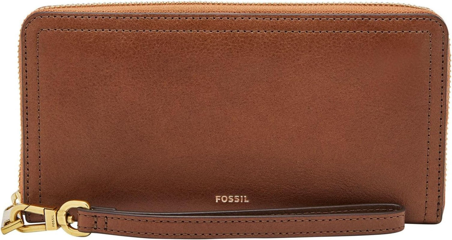 Fossile Uhr Logan RFID Zip Around Clutch-Brieftasche 19,7 cm L x 1,9 cm B x 10,2 cm H Damentaschen Naty Shop Braun 19,685 cm x 1,905 cm x 10,16 cm