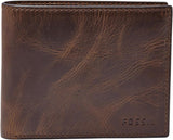Fossil RFID Herren-Flip-Top-Geldbörse, Reisezubehör, faltbare Geldbörse, Naty Shop Herren-Geldbörse, Dunkelbraun, Einheitsgröße