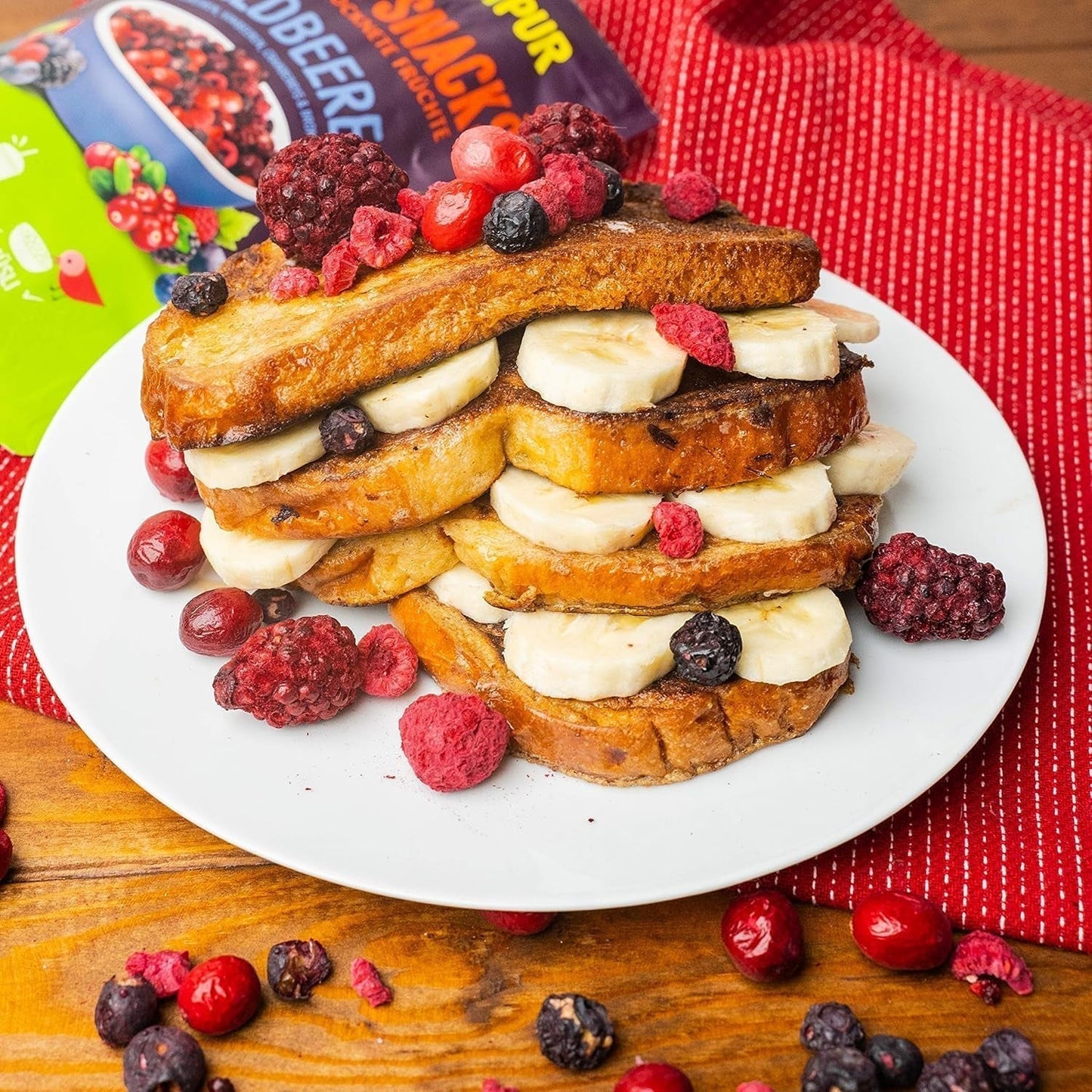 Gefriergetrocknete Beeren: 100g gefriergetrocknete Brombeeren, Blaubeeren, Preiselbeeren, Himbeeren, ungesüßt - Trockenfrüchte, gefriergetrocknete Früchte, Beeren von NutriPur Dehydrierte Produkte Naty Shop