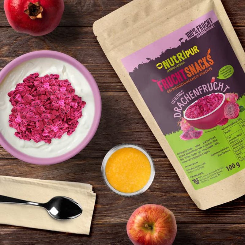 Gefriergetrocknete Drachenfrucht: 100g getrocknete Drachenfrucht – 100 % Frucht, voller Geschmack – gefriergetrocknete Frucht, ohne Zuckerzusatz. Dehydrierte Produkte Mein Shop