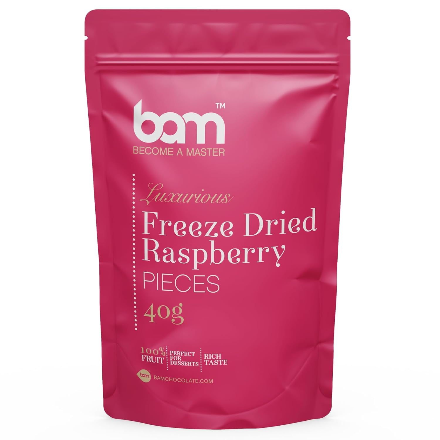 Gefriergetrocknete Früchte BAM, 40 Gramm, natürliche Früchte, perfekte Desserts, reichhaltiger Geschmack (Erdbeere). Dehydrierte Produkte Naty Shop Himbeere