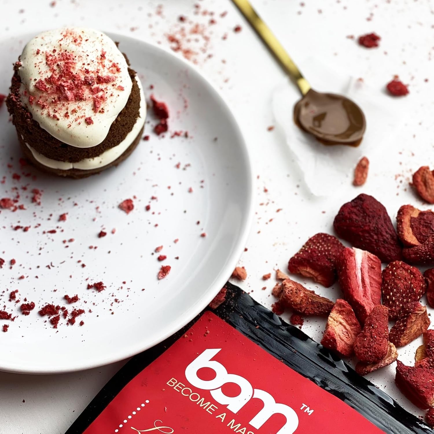 Gefriergetrocknete Früchte BAM, 40 Gramm, natürliche Früchte, perfekte Desserts, reichhaltiger Geschmack (Erdbeere). Dehydrierte Produkte Naty Shop