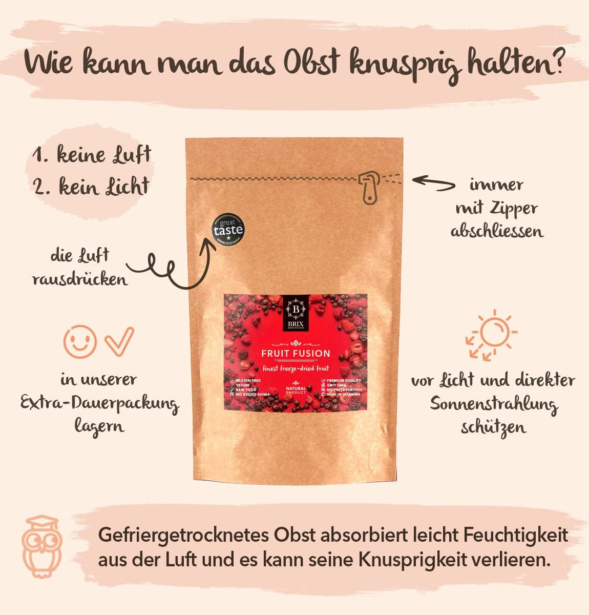 Gefriergetrocknete Früchte BRIX | Natürliche Mischung aus Trockenfrüchten 80 g | Great Taste Award für Trockenfrüchte | GVO-frei, glutenfrei, vegan, ohne Vitamine. Naty Shop dehydrierte Produkte
