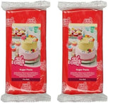 FunCakes feuerroter, laminierter Fondant: einfach zu verwenden, glatt, flexibel, weich und biegsam, perfekt zum Dekorieren von Kuchen, Halal-, koscher- und glutenfrei, 1 kg (1 Packung). Naty Shop feuerrote Zuckerpaste, 1 kg (2 Packungen).