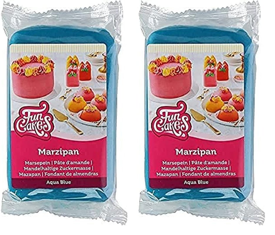 FunCakes Mandelzuckerpaste (niederländisches Marzipan) Aqua Blue: Einfach zu verwenden und glatt, perfekt zum Dekorieren von Kuchen, Halal, koscher und glutenfrei, 250 g (2er-Pack). Naty Shop Zuckerpaste 250 g (2er-Pack) Marzipan