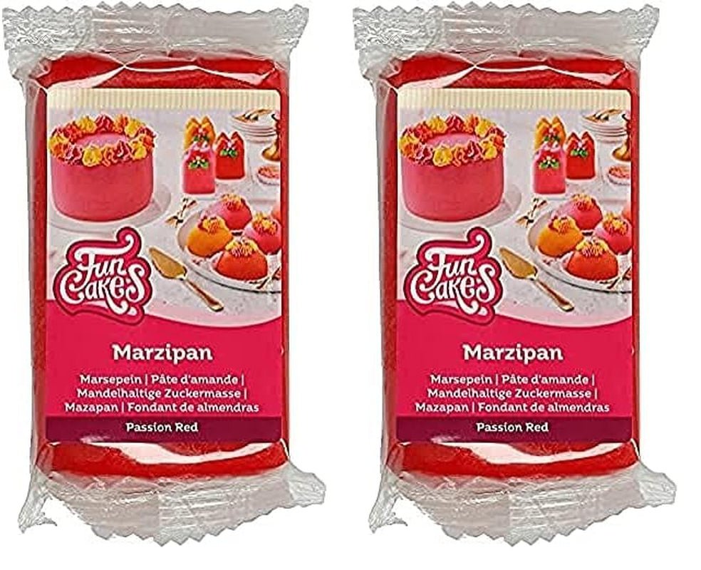FunCakes Mandelzuckerpaste (niederländisches Marzipan) Passion Red: einfach zu verwenden und glatt, perfekt zum Dekorieren von Kuchen, halal, koscher und glutenfrei. 250 g. (2er Pack) Naty Shop Zuckerpaste 250 G (2er Pack)