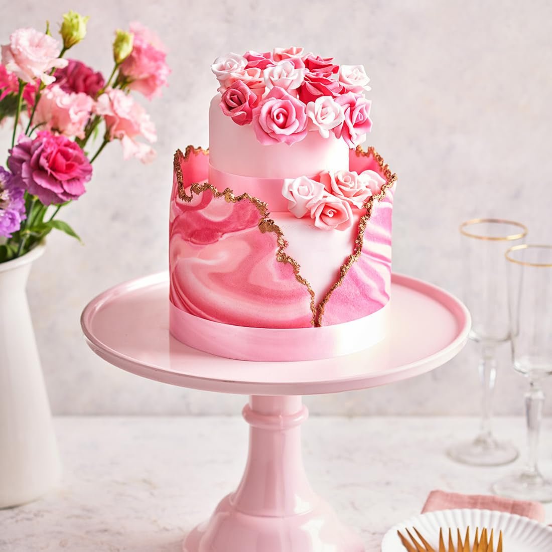 FunCakes Rollfondant Hot Pink: Einfach zu verwenden, glatt, flexibel, weich und biegsam, perfekt zum Dekorieren von Kuchen. Glutenfrei. 1 kg Naty Shop Zuckerpaste