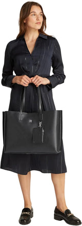Tommy Hilfiger Distinct Tragetasche mit Reißverschluss für Damen, Schwarz (Schwarz), Volle Größe Naty Shop Damentaschen