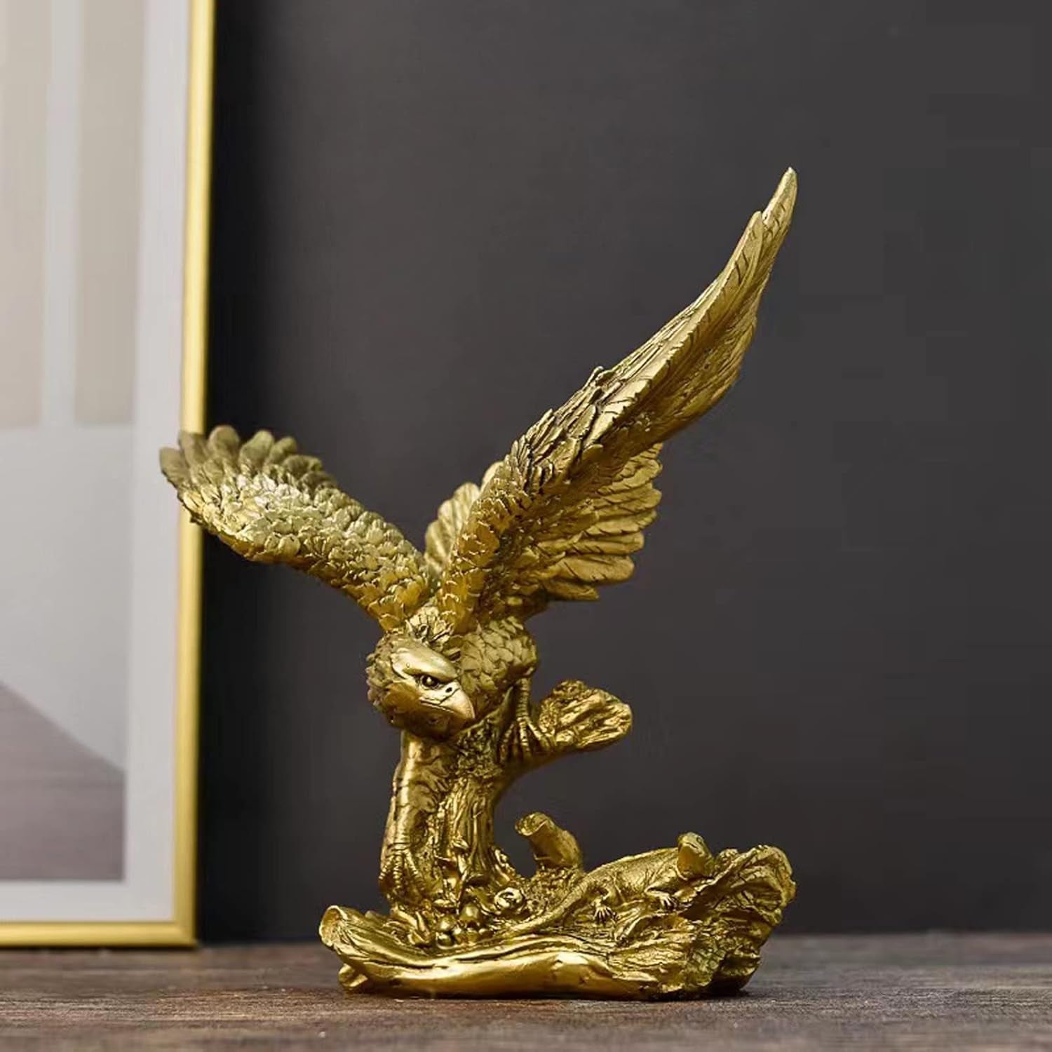 Steinadler-Harz-Ornamente, Statue, Steinadler-Skulptur, moderne Heimbüro-Figur, Dekoration, Schreibtisch-Dekoration (Golden 1), Statuetten und Skulpturen, Naty Shop Gold 2