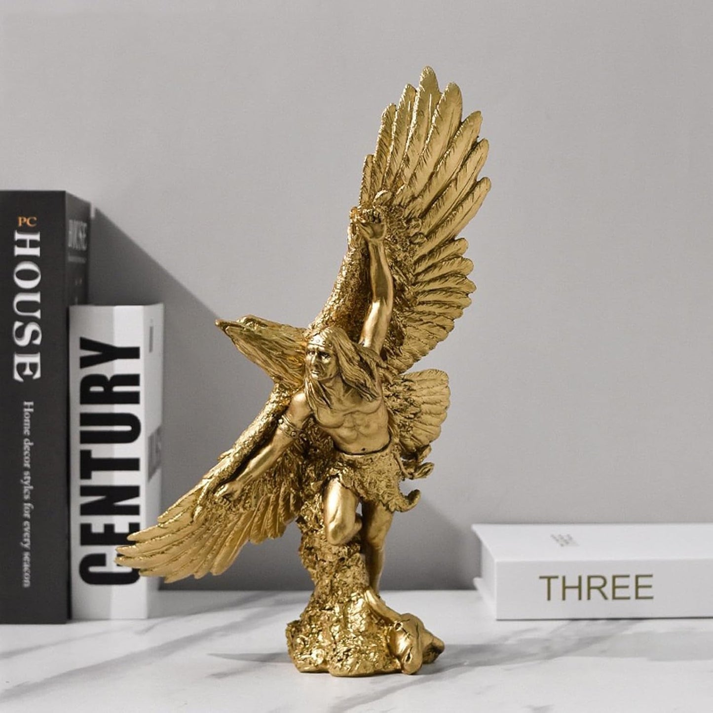 Steinadler-Harz-Ornamente, Statue, Steinadler-Skulptur, moderne Heimbüro-Figur, Dekoration, Schreibtisch-Dekoration (Golden 1), Statuetten und Skulpturen, Naty Shop Gold 3