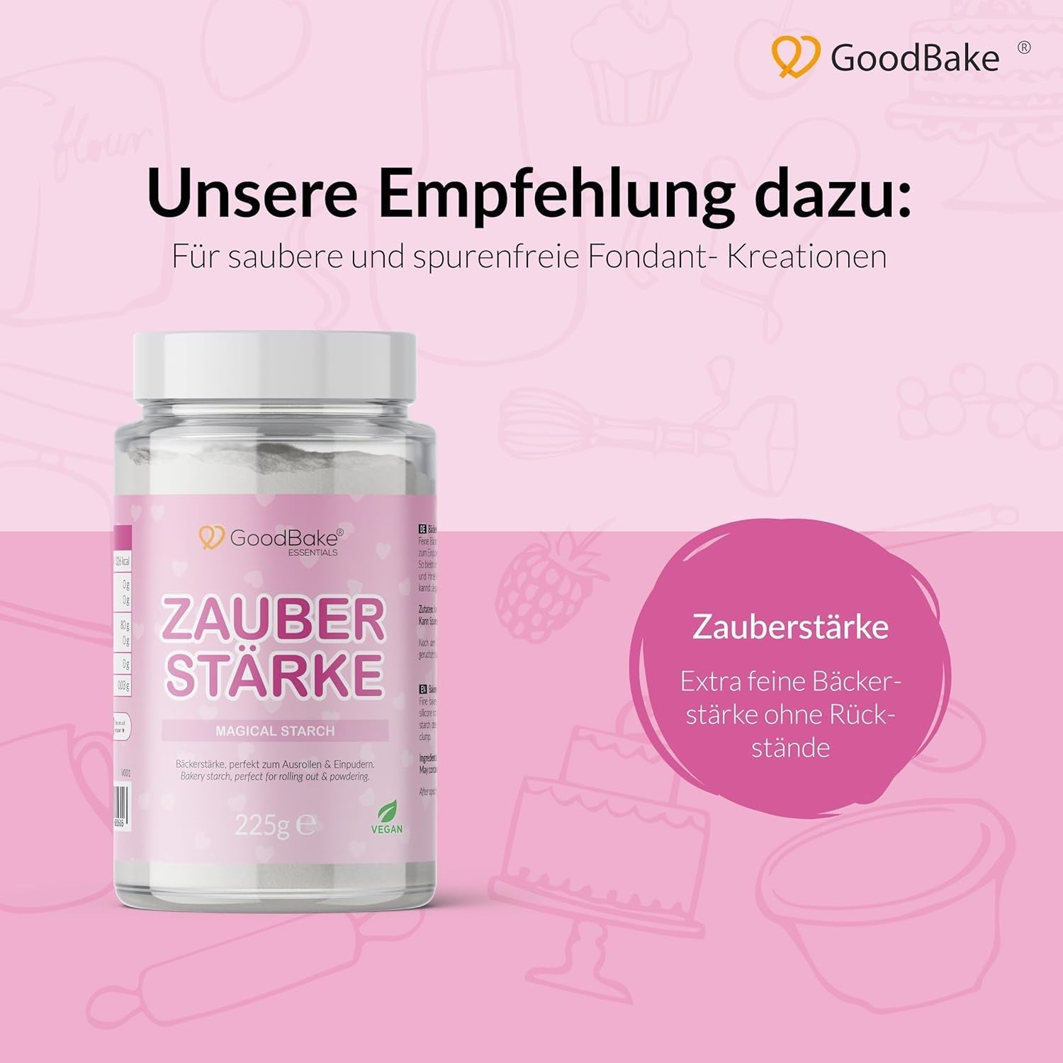 GoodBake schwarzer Fondant 500g, Rollfondant zum Beschichten, Formen, Dekorieren von Kuchen, Figuren, Zuckerblumen und mehr, palmölfrei, vegan, glutenfrei, Zuckerpaste Naty Shop