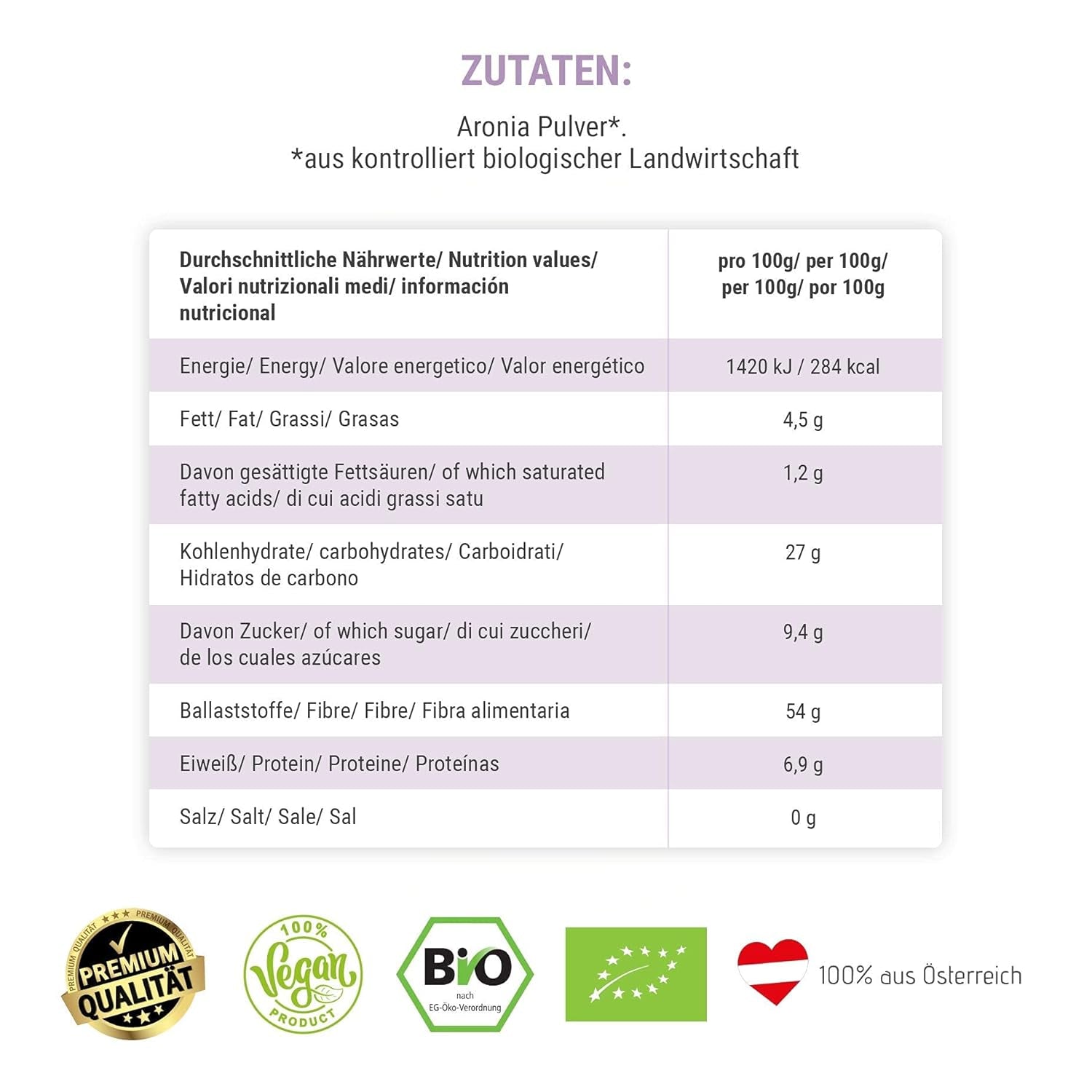 GREEN PANDA® Bio Aroniapulver aus Österreich | fein gemahlene getrocknete Apfelbeeren | Bio-Apfelbeeren ohne Zusatzstoffe | regionale Alternative zu Acai-Pulver und Goji-Beeren | 500g dehydrierte Produkte von Naty Shop
