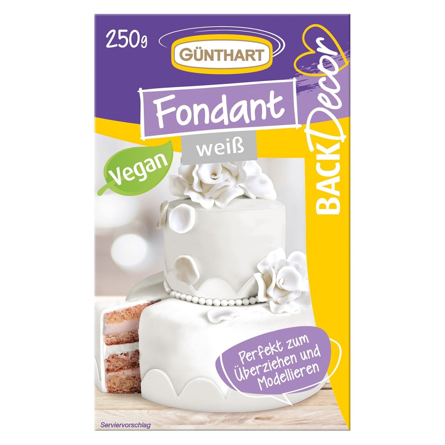 Günthart BackDecor 250 grüner Fondant, 100 % vegan, palmölfrei, reißfest, zum Überziehen von Kuchen und Gebäck, geeignet zum Modellieren, 1 Packung (1 x 250 g), Naty Shop Zuckerpaste 250 g (1 Packung), weiß