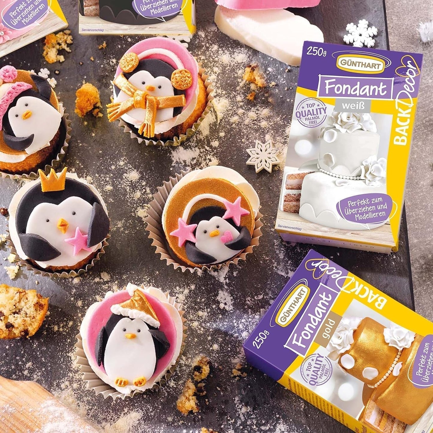 Günthart BackDecor 250g weißer Fondant, 100% vegan, palmölfrei, reißfest zum Überziehen von Kuchen und Gebäck, zum Modellieren geeignet, 2er Pack (1 x 250g) Naty Shop Zuckerpaste