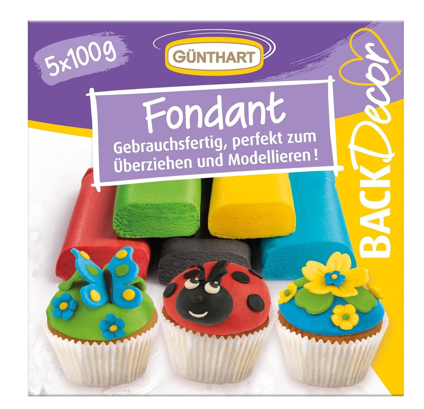Günthart BackDecor 500g Fondant farbiger Fondant, palmölfrei, Modelliermasse zum Gestalten, 1er-Set (500 gr) Zuckerpaste Naty Shop Standardtitel