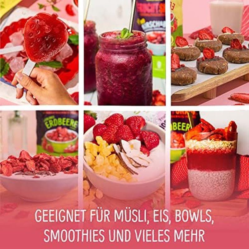 Bio-Fruchtsnacks für Kinder: 6x15g gefriergetrocknete Bio-Erdbeeren - Gefriergetrocknete Früchte - Trockenfrüchte - Kleine Racker von NutriPur Dehydrierte Produkte Naty Shop