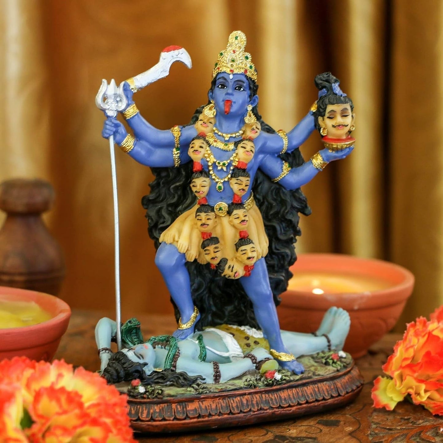 Hindu-Gott Kali Ma Statue, indische Göttin Kali Bhavatarini Zerstörer-Statue, dekorative Hindu-Göttin der Zeit und des Todes, Figur Murti Diwali Pooja, Geschenke, Zuhause, Büro, Tempel, Mandir, Altar, Puja-Artikel, Statuetten und Skulpturen, Naty Shop