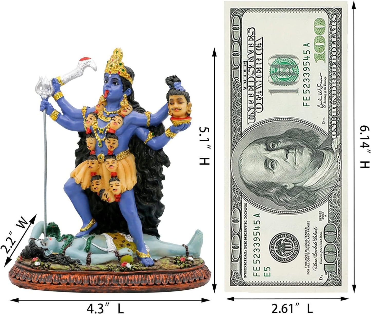 Hindu-Gott Kali Ma Statue, indische Göttin Kali Bhavatarini Zerstörer-Statue, dekorative Hindu-Göttin der Zeit und des Todes, Figur Murti Diwali Pooja, Geschenke, Zuhause, Büro, Tempel, Mandir, Altar, Puja-Artikel, Statuetten und Skulpturen, Naty Shop