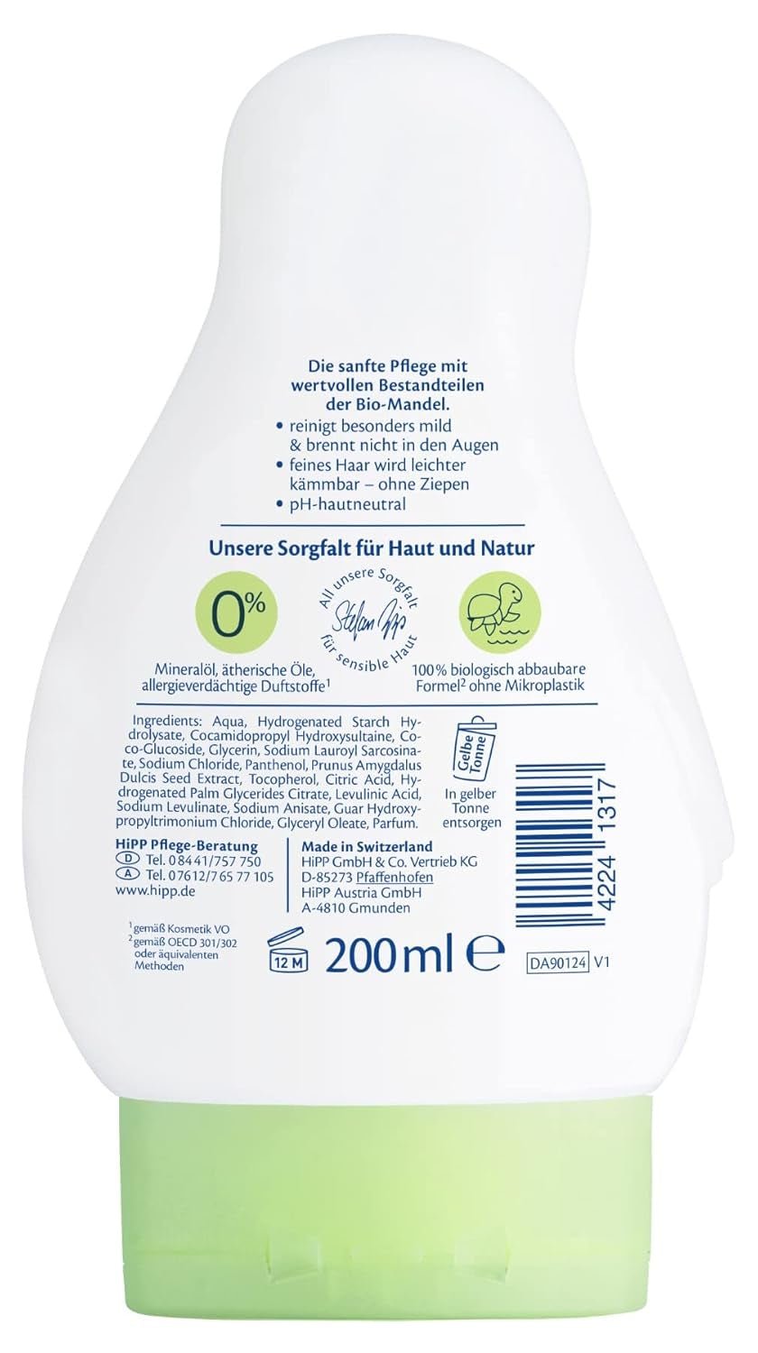 HiPP Babysanft 2in1 Shampoo + Dusche, 6er Pack (6 x 200 ml) Kinder - Bade- und Hautpflege Naty Shop