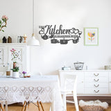 KHayRovies Küchen-Wanddekoration aus Metall „This Kitchen is Seasoned with Love“, schwarzes Wortnamensschild, rustikale Eisenbuchstaben, Zitate für die Küche, Bauernhaus, Wohnzimmer, Statuen und Skulpturen, Naty Shop