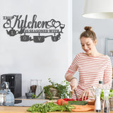KHayRovies Küchen-Wanddekoration aus Metall „This Kitchen is Seasoned with Love“, schwarzes Wortnamensschild, rustikale Eisenbuchstaben, Zitate für die Küche, Bauernhaus, Wohnzimmer, Statuen und Skulpturen, Naty Shop