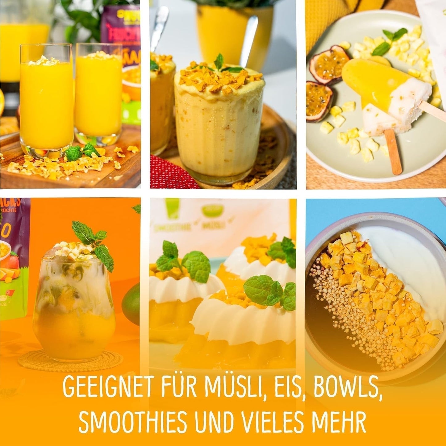 Gefriergetrocknete Mango: 100g gefriergetrocknete Früchte aus zarten Mangostücken ohne Zuckerzusatz - getrocknete Mango - getrocknete Mango - Trockenfrüchte - Trockenfrüchte von NutriPur Dehydrierte Produkte Naty Shop