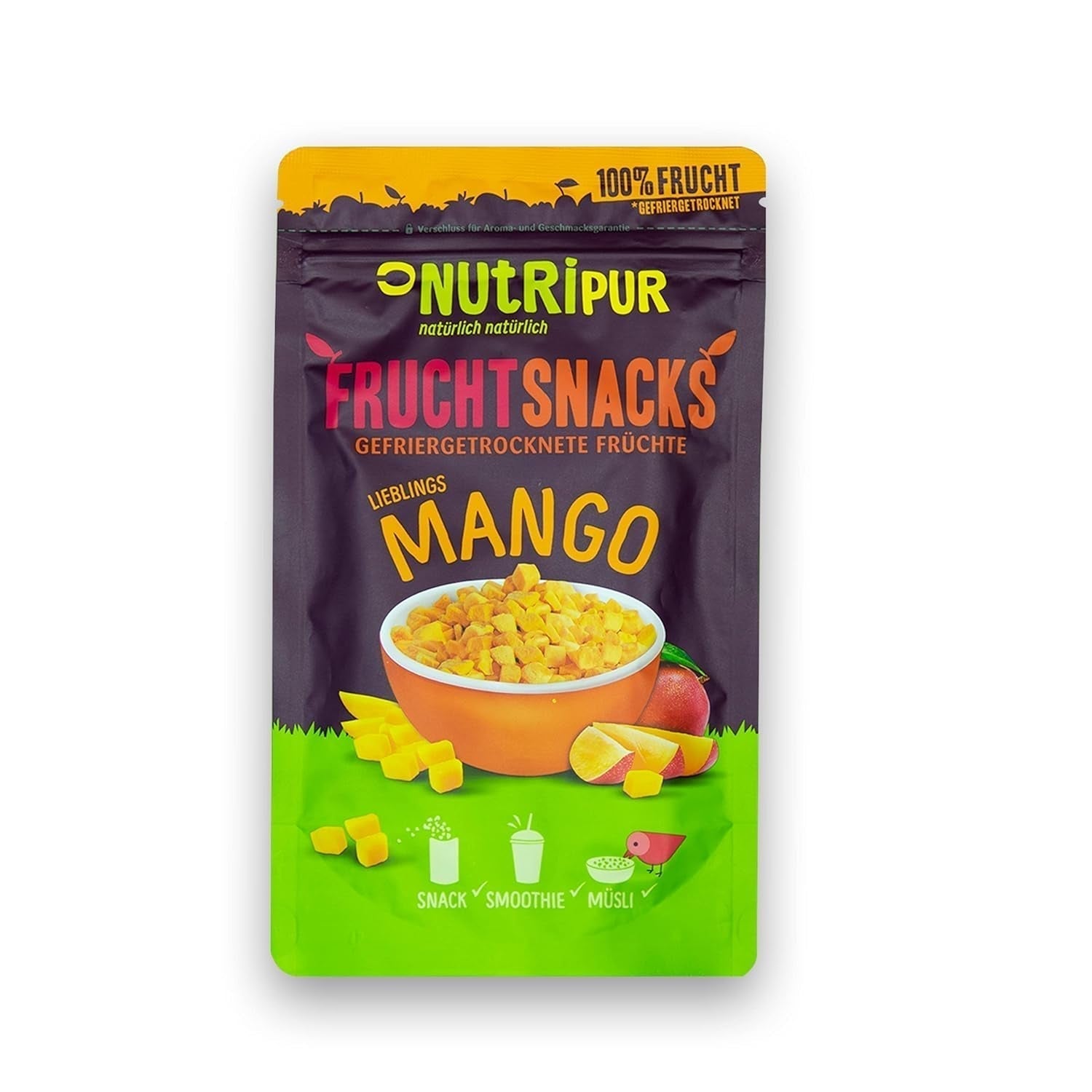 Gefriergetrocknete Mango: 100g gefriergetrocknete Früchte aus zarten Mangostücken ohne Zuckerzusatz - getrocknete Mango - getrocknete Mango - Trockenfrüchte - Trockenfrüchte von NutriPur Dehydrierte Produkte Naty Shop Standardtitel