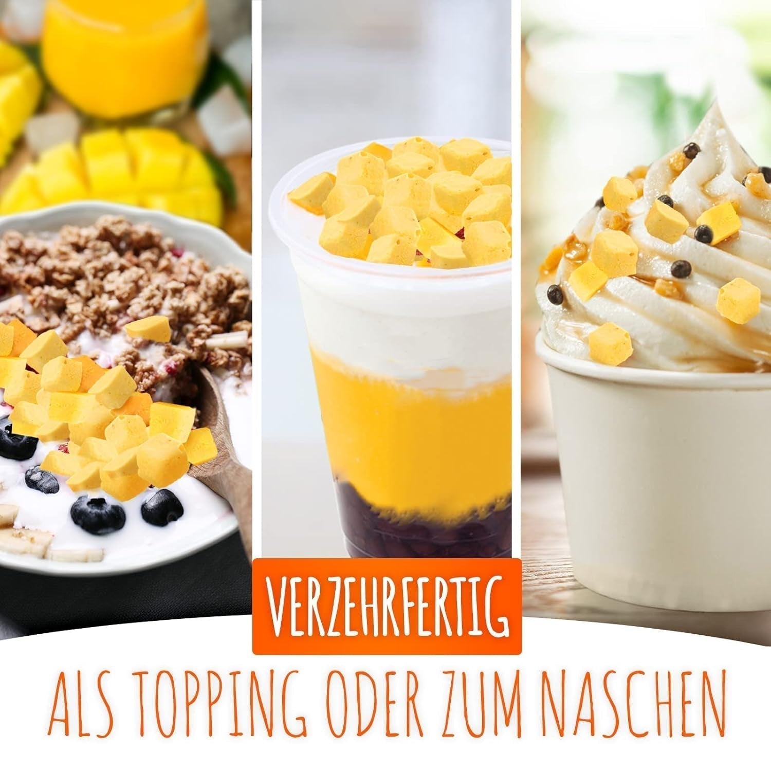 Gefriergetrocknete Mango, 250g gefriergetrocknete Früchte, ohne Zusatzstoffe, fruchtig, hergestellt in Deutschland. Dehydrierte Produkte Naty Shop