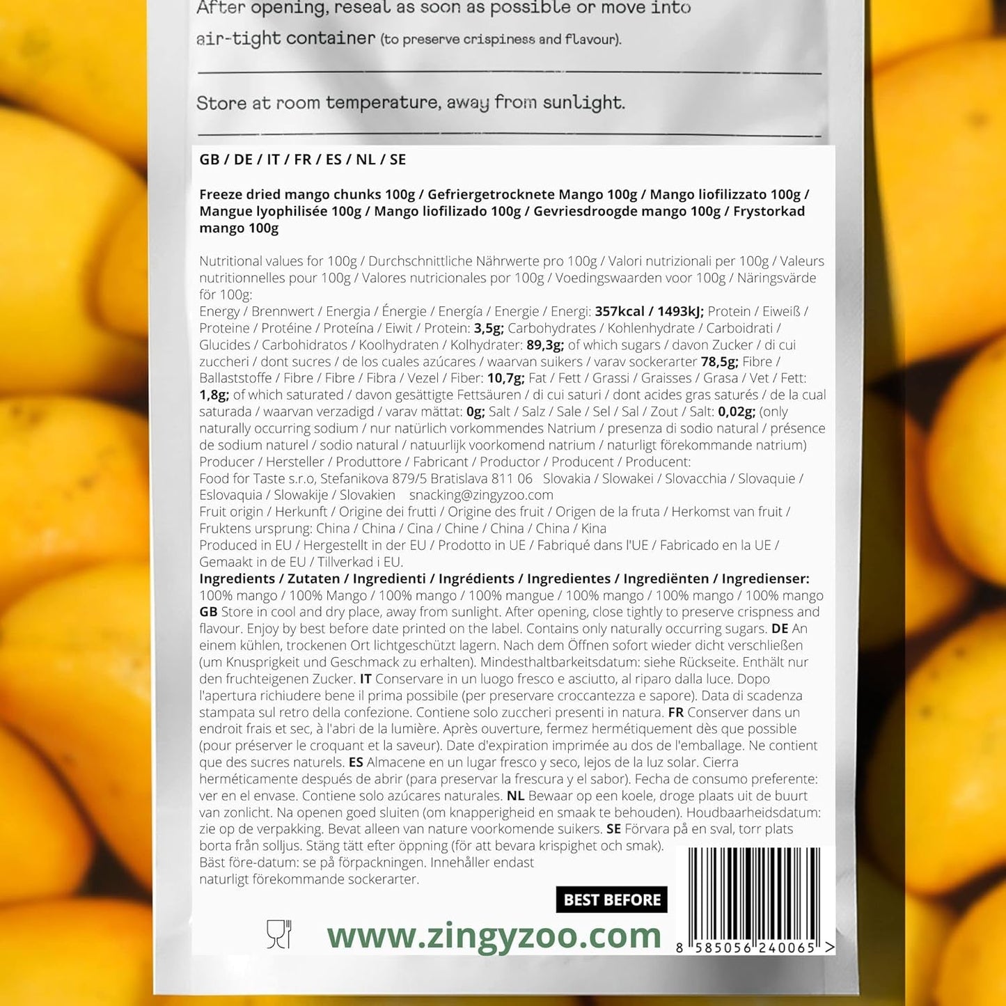 Gefriergetrocknete Mango | Ohne Zuckerzusatz Gefriergetrocknete Mango | Gefriergetrocknete Mango Mangofrucht Getrocknete Mango | Getrocknete Mango Trockenfrüchte ohne Zusatzstoffe | ZingyZoo getrocknete Mango (100 g) Naty Shop dehydrierte Produkte