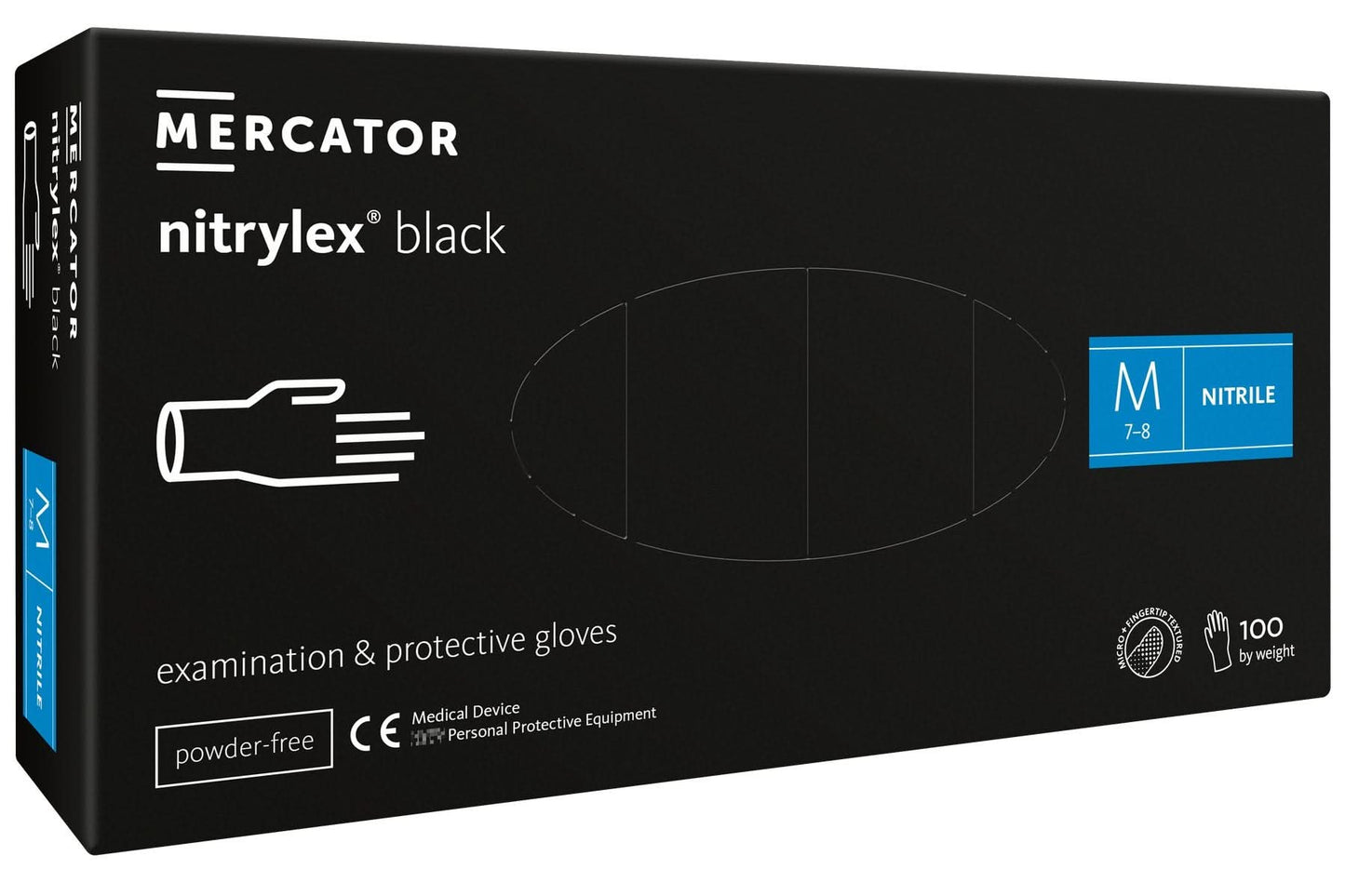 Nitrilex schwarze puderfreie Nitrilhandschuhe 100 Stück, Größe XL Nati Shop