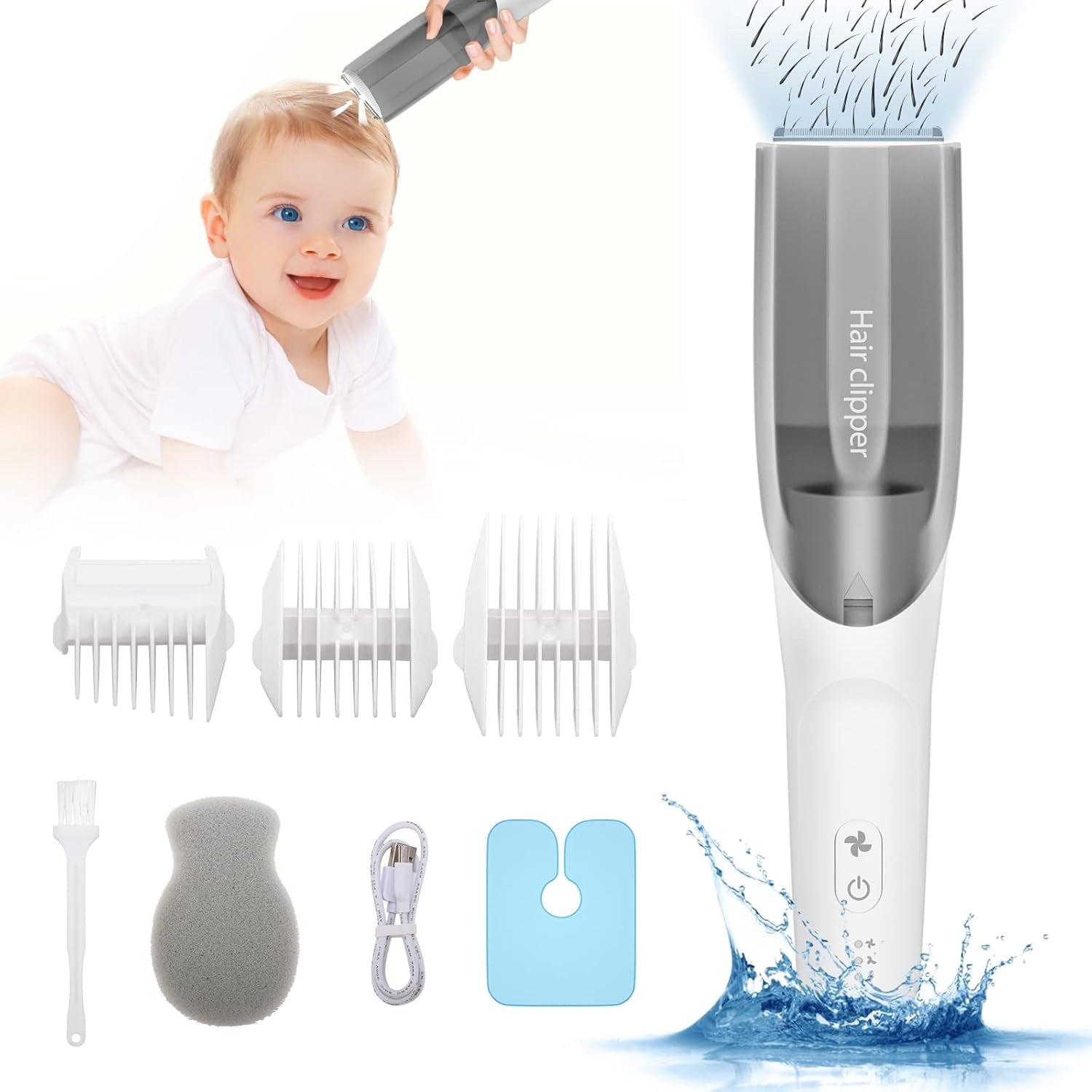 Baby-Haarschneider, Kinder-Haarschneider, geräuschloser Kleinkind-Haarschneider mit 3 Führungskämmen, wasserdicht für Kinder – Bad und Hautpflege Naty Shop Standardtitel