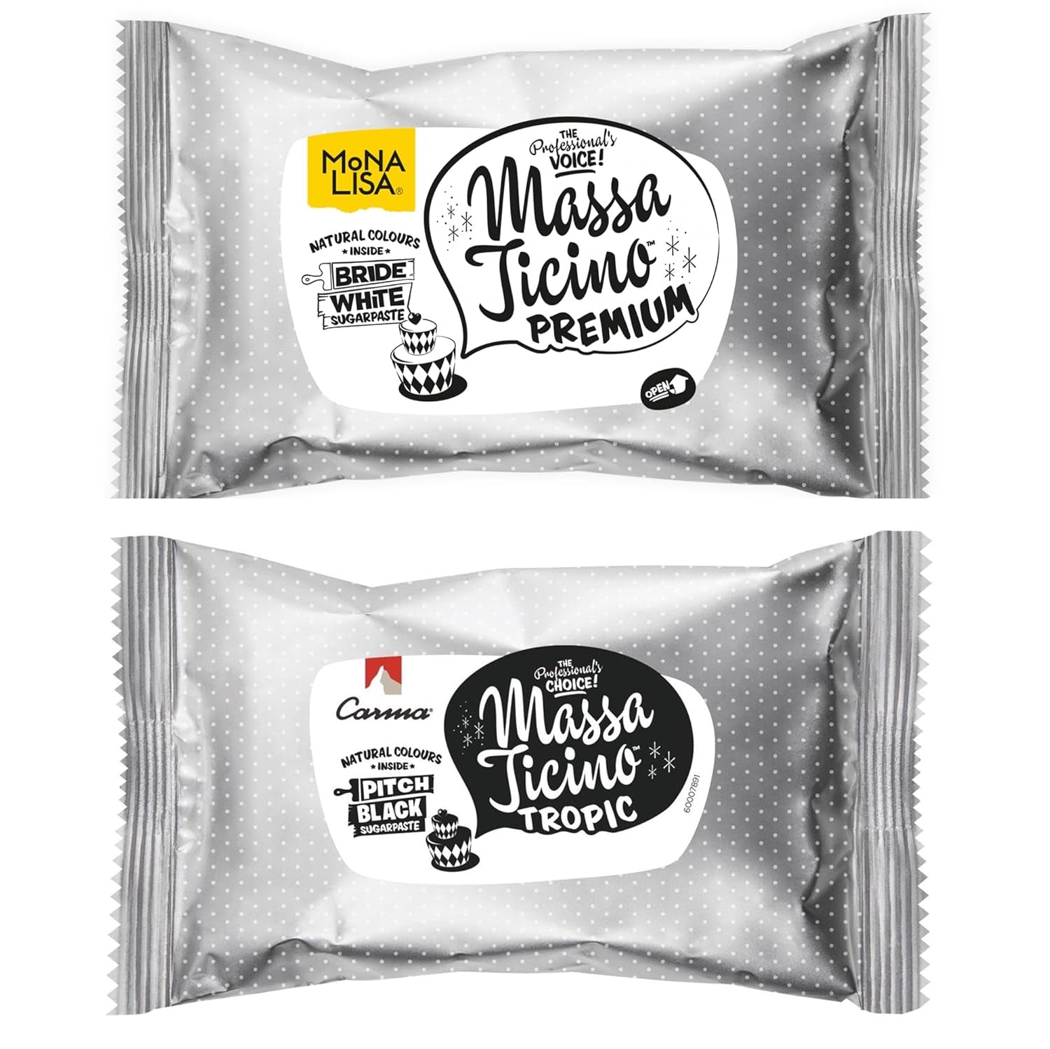 Massa Ticino Set 1x weißer Fondant 250g und 1x schwarzer Fondant 250g - Premium Zuckerpaste für Kuchen, Rollfondant - Perfekt für Kuchen, Modellieren und Dekorationen - Fondant für Profi- und Hobbybäcker Zuckerpaste Naty Shop Standardtitel