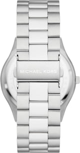 Michael Kors – Slim Runway Collection Silberfarbene Edelstahl-Herrenuhr MK1060SET Herrenbrieftasche Naty Shop