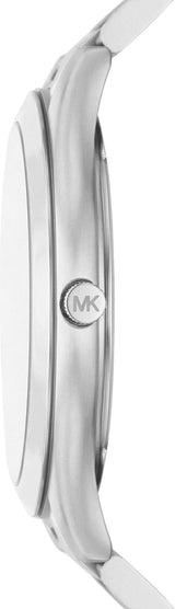 Michael Kors – Slim Runway Collection Silberfarbene Edelstahl-Herrenuhr MK1060SET Herrenbrieftasche Naty Shop