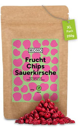 Mono gefriergetrocknete Chips – 300g Erdbeerchips aus 100 % natürlichen Erdbeeren – getrocknete tropische Früchte – getrocknete Erdbeerfrüchte – Snack für Müsli und Desserts – Erdbeerchips Dehydrierte Produkte Naty Shop Bitterkirschen