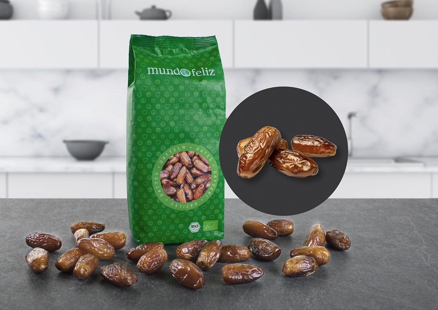 Mundo Feliz Getrocknete Datteln mit Samen aus biologischem Anbau, 2 x 500 g Dehydrierte Produkte Naty Shop