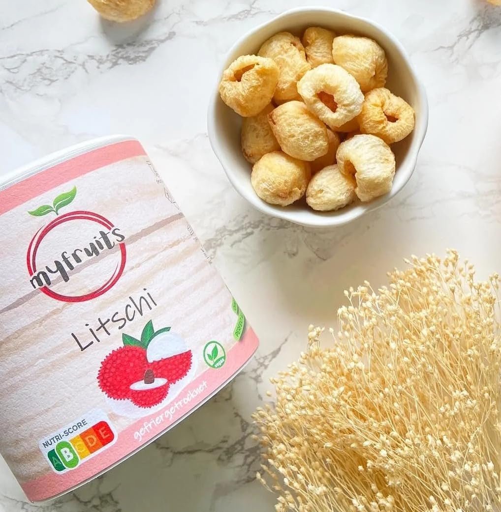 myfruits Litschi, gefriergetrocknet, 80g, ohne Zusatzstoffe, 100% Frucht, gefriergetrocknete Früchte und Trockenfrüchte Dehydrierte Produkte Naty Shop