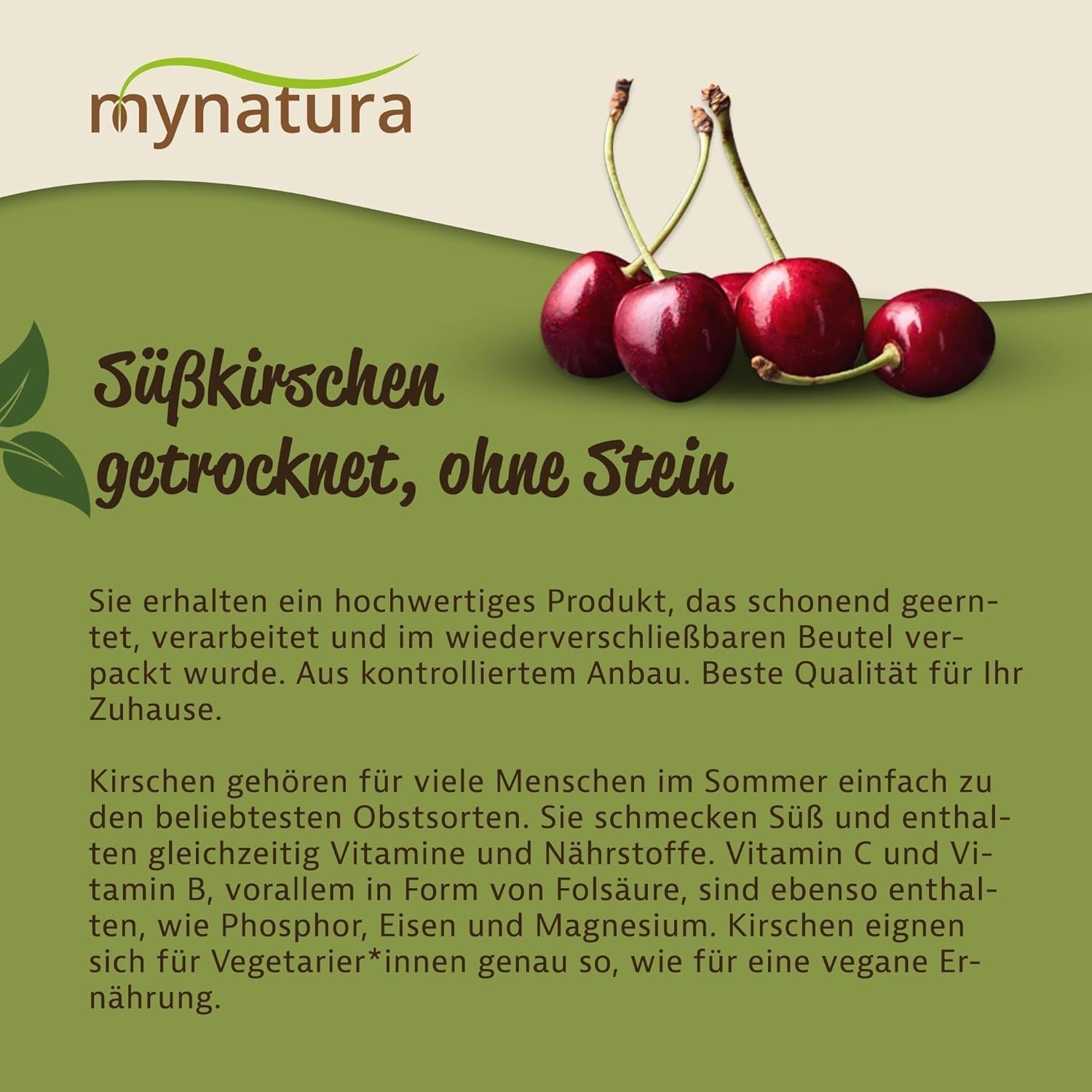 Mynatura süße, getrocknete, kernlose Kirschen I Ungesüßt I Trockenfrüchte I Ohne Zusatzstoffe I Backen I Kirschen I Snack I Müsli I Vegan I Beutel (1x 1000g) Dehydrierte Produkte Naty Shop
