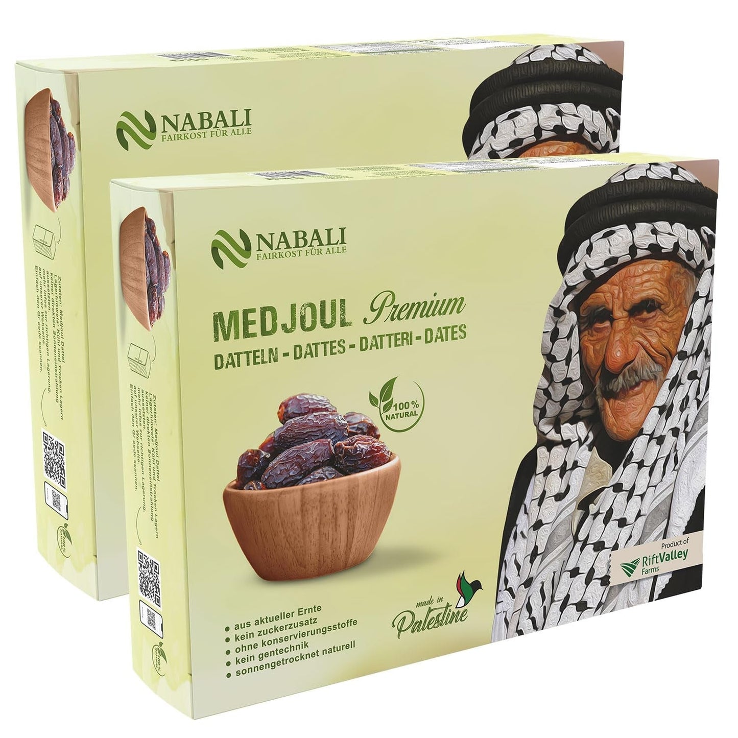 NABALI FAIRKOST FÜR ALLE Datteln Medjool Medjoul aus Palästina – 100 % natürlich, vegan, aromatisch, traditionell frisch und orientalisch I ohne Konservierungsstoffe 5 kg (1 Packung), Klein/Mittel Dehydrierte Produkte Naty Shop 5 kg (2er Pack) Groß/Jumbo