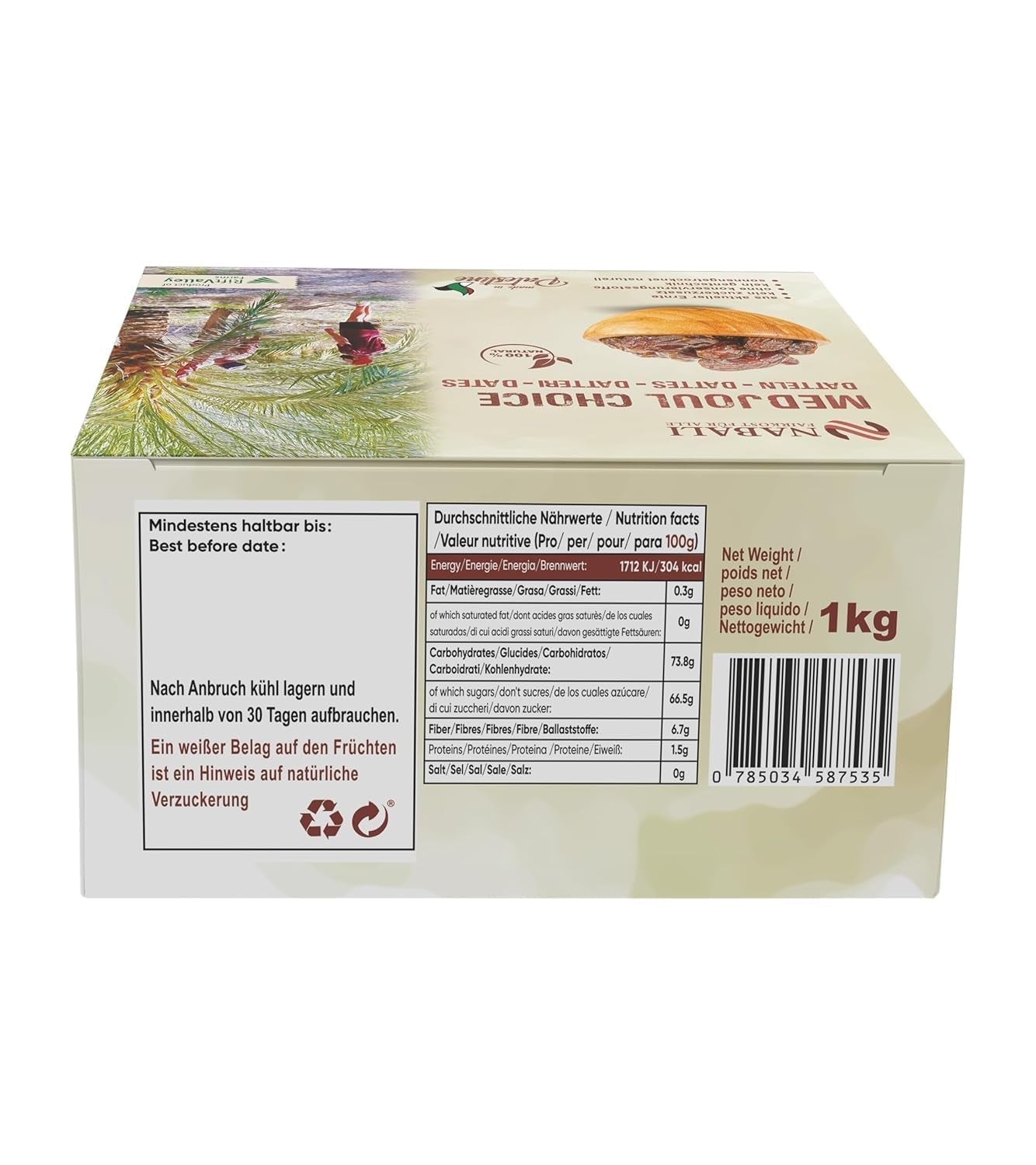 NABALI FAIRKOST FÜR ALLE Medjoul - Medjool Dates Choice I – 100 % natürlich aromatisch frisch orientalisch weich I süß wie Honig und karamellisiert I Herkunft: Palästina I (1x1KG) Dehydrierte Produkte Naty Shop