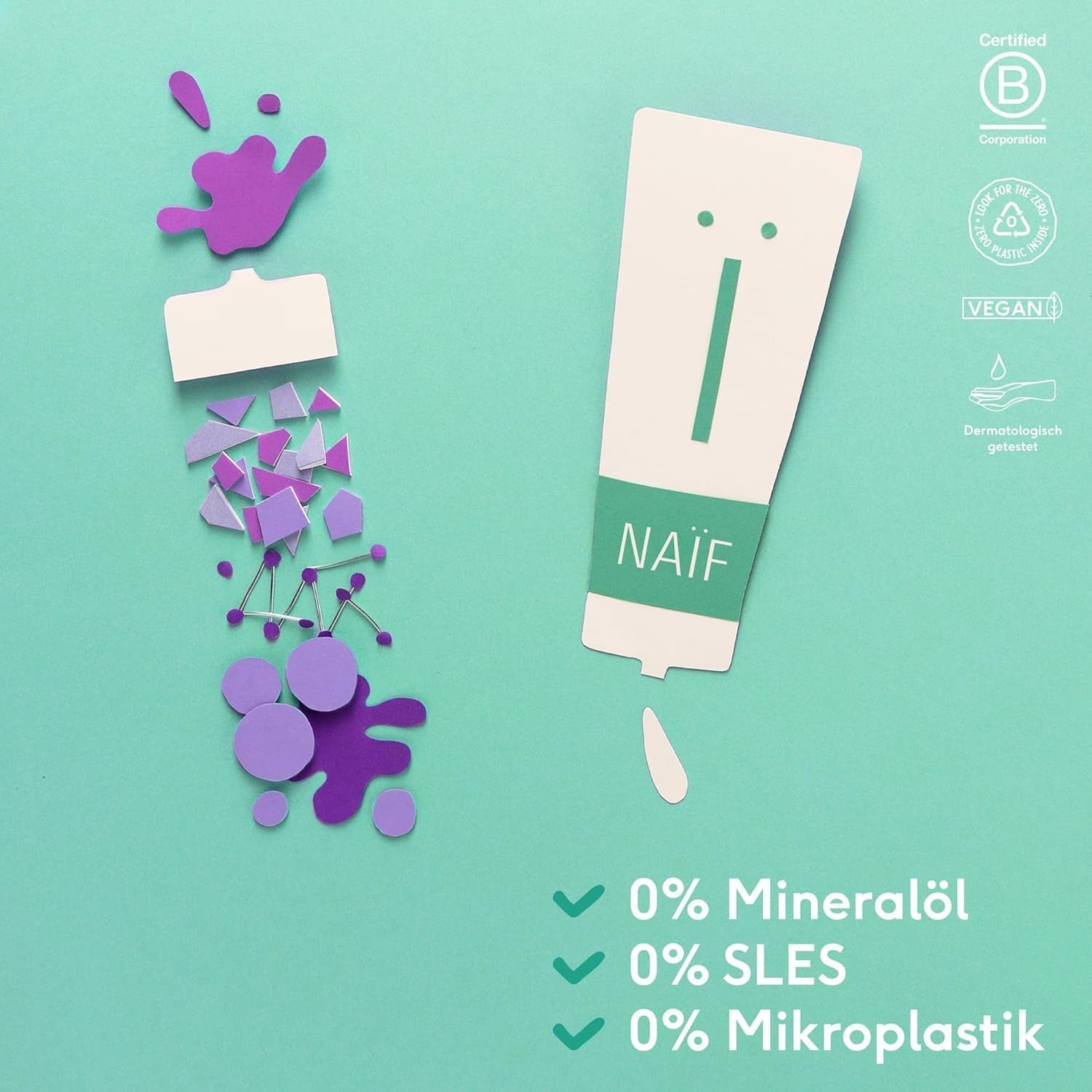 Naïf – Pflegeshampoo – für Babys und Kinder – Babyshampoo mit natürlichen Inhaltsstoffen – 100 % vegan – 0 % SLES – ohne Mikroplastik, Silikone und Parabene – 200 ml Kinder – Bade- und Hautpflege Naty Shop