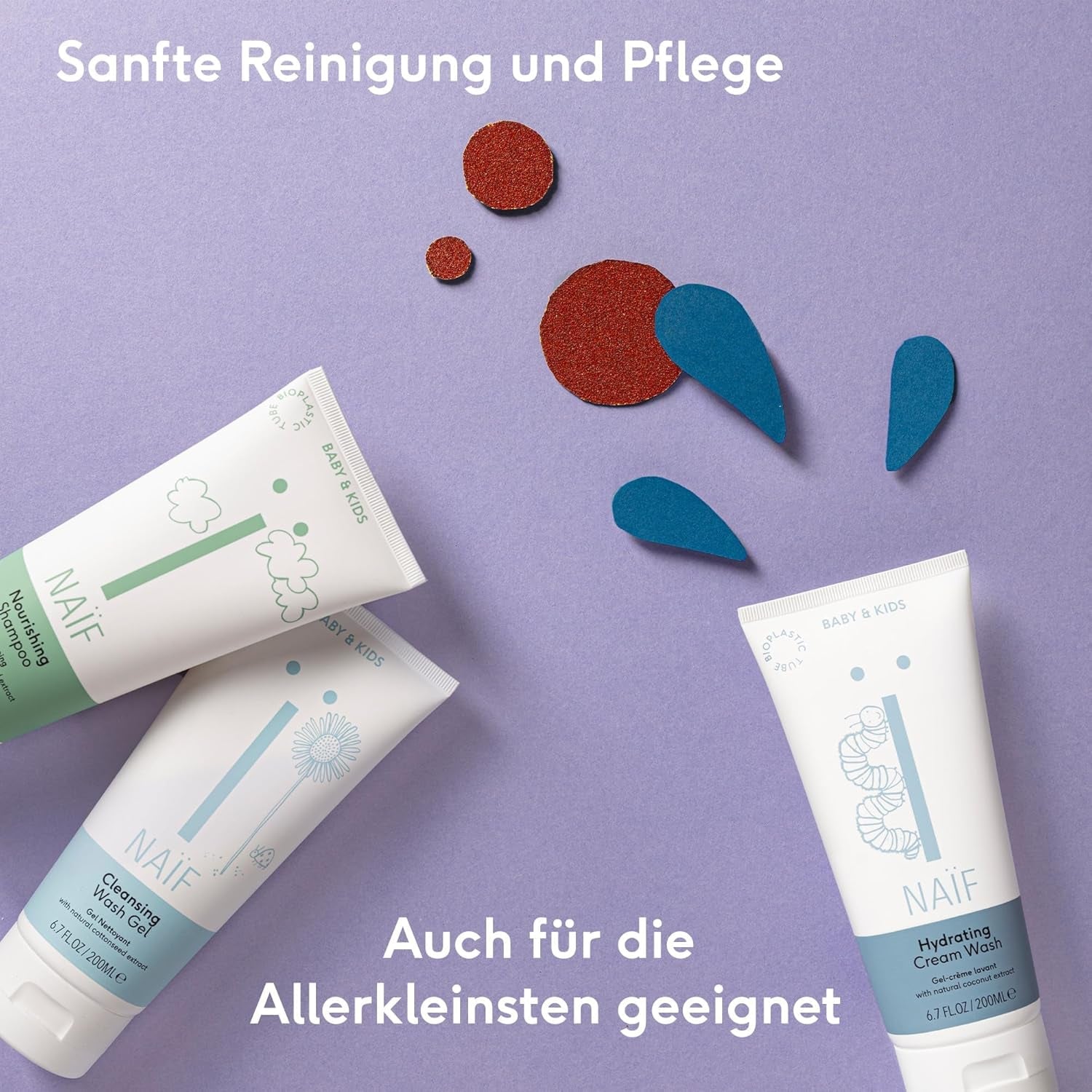 Naïf – Pflegeshampoo – für Babys und Kinder – Babyshampoo mit natürlichen Inhaltsstoffen – 100 % vegan – 0 % SLES – ohne Mikroplastik, Silikone und Parabene – 200 ml Kinder – Bade- und Hautpflege Naty Shop