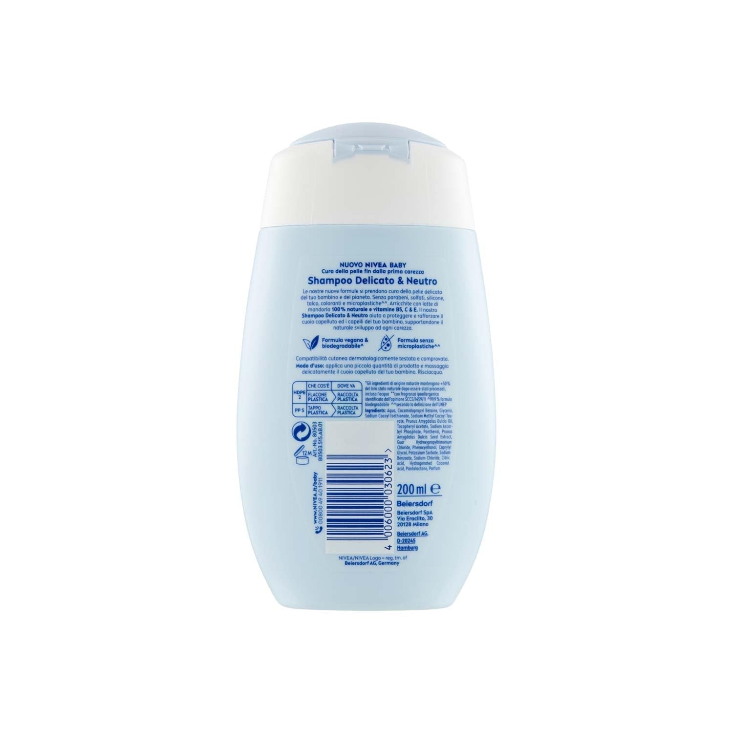 NIVEA BABY Sanftes & Neutrales Shampoo 200 ml – Mit Tränenschutz, sulfatfrei, für weiches und verwirrungsfreies Haar Kinder – Bade- und Hautpflege Naty Shop