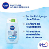 NIVEA BABY Kopf-bis-Fuß-Bad & Shampoo, sanftes veganes Shampoo für Kinderhaut und -haare mit Mandelöl, entspannendes Duschgel mit hypoallergener Formel ohne Parabene und Mikroplastik (200 ml) Kinder - Bade- und Hautpflege Naty Shop
